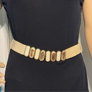 Judith Leiber exotic SnakeSkin and Ivory adjustable belt Gold Tone Hardware EUC